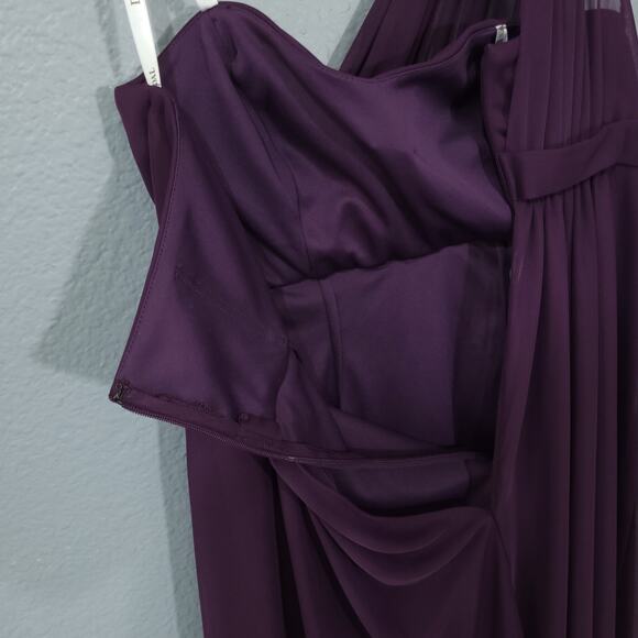 Davids Bridal Dress Womens 4 Style F15607 Purple Asymmetrical Sheer Short Party - Picture 13 of 13